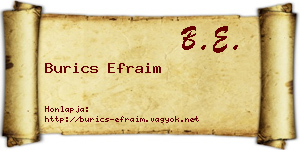 Burics Efraim névjegykártya